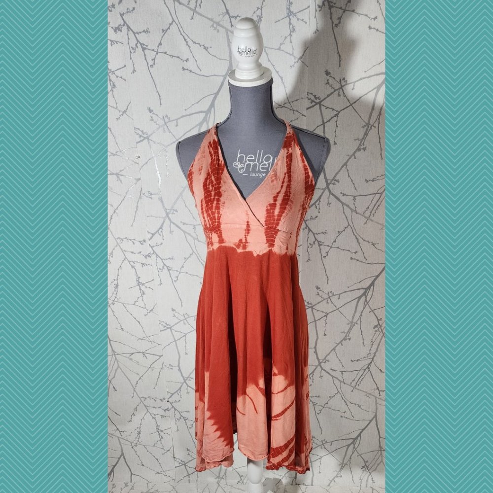 Guru Orange Tie Dye Halter Sundress